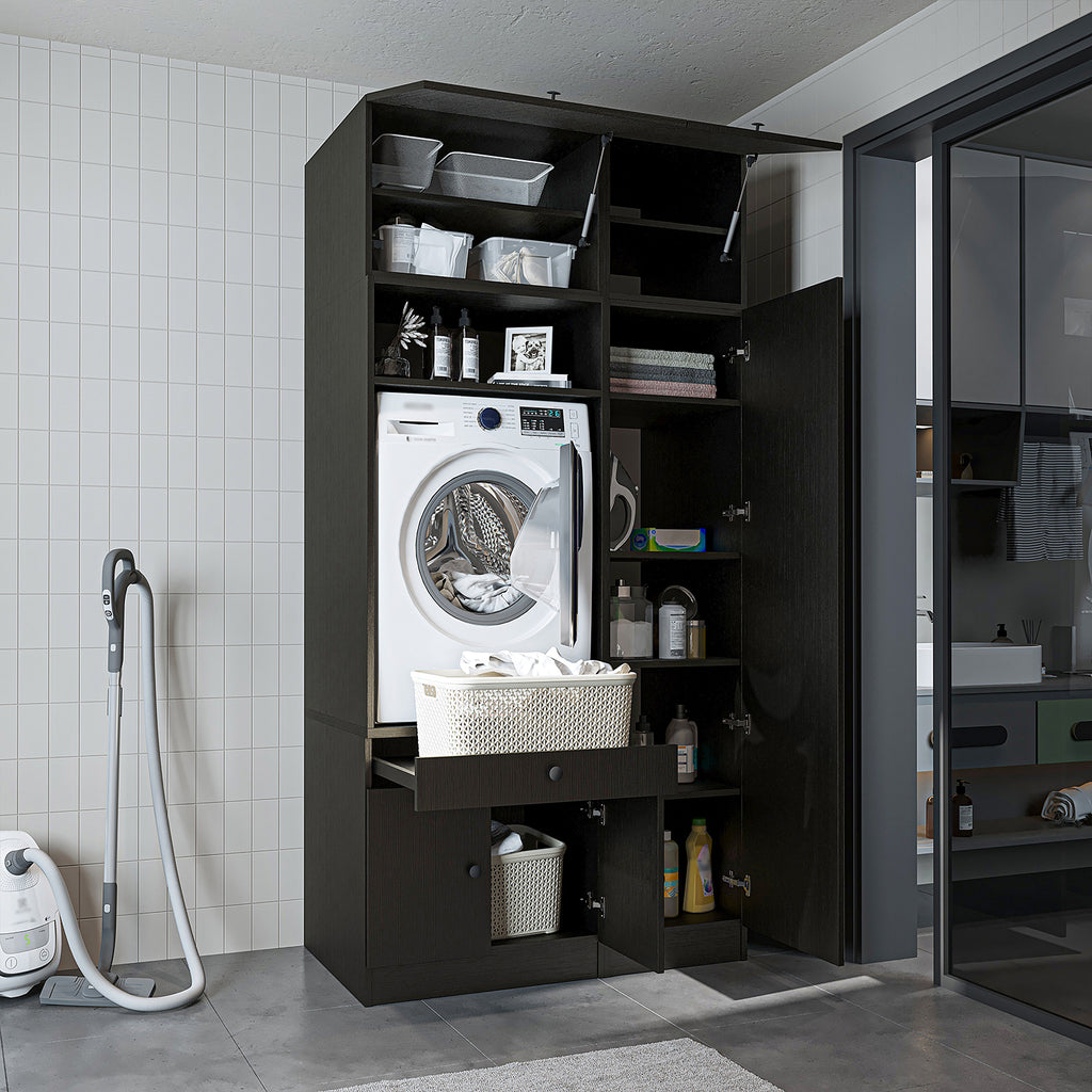 Roomart SERIE 3 Waschmaschinenschrank 112 cm – 230 cm hoch, Ausziehbrett & Hochschrank | in 3 Farben