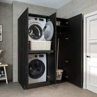 Roomart Waschmaschinenschrank- DORA-I- 130 cm breit – Waschmaschinen- & Trockner-Überbau mit Türen und Ausziehplatte, Bad & Waschküche, 5 Farben