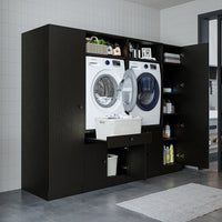 View details for Roomart Waschmaschinenumbauschrank & Schrankwand für Waschküche und Hauswirtschaftsraum – 224 cm breit – mit praktischem Ausziehbrett – erhältlich in Weiß, Eiche oder Schwarz-Eiche Roomart Waschmaschinenumbauschrank & Schrankwand für Wasc