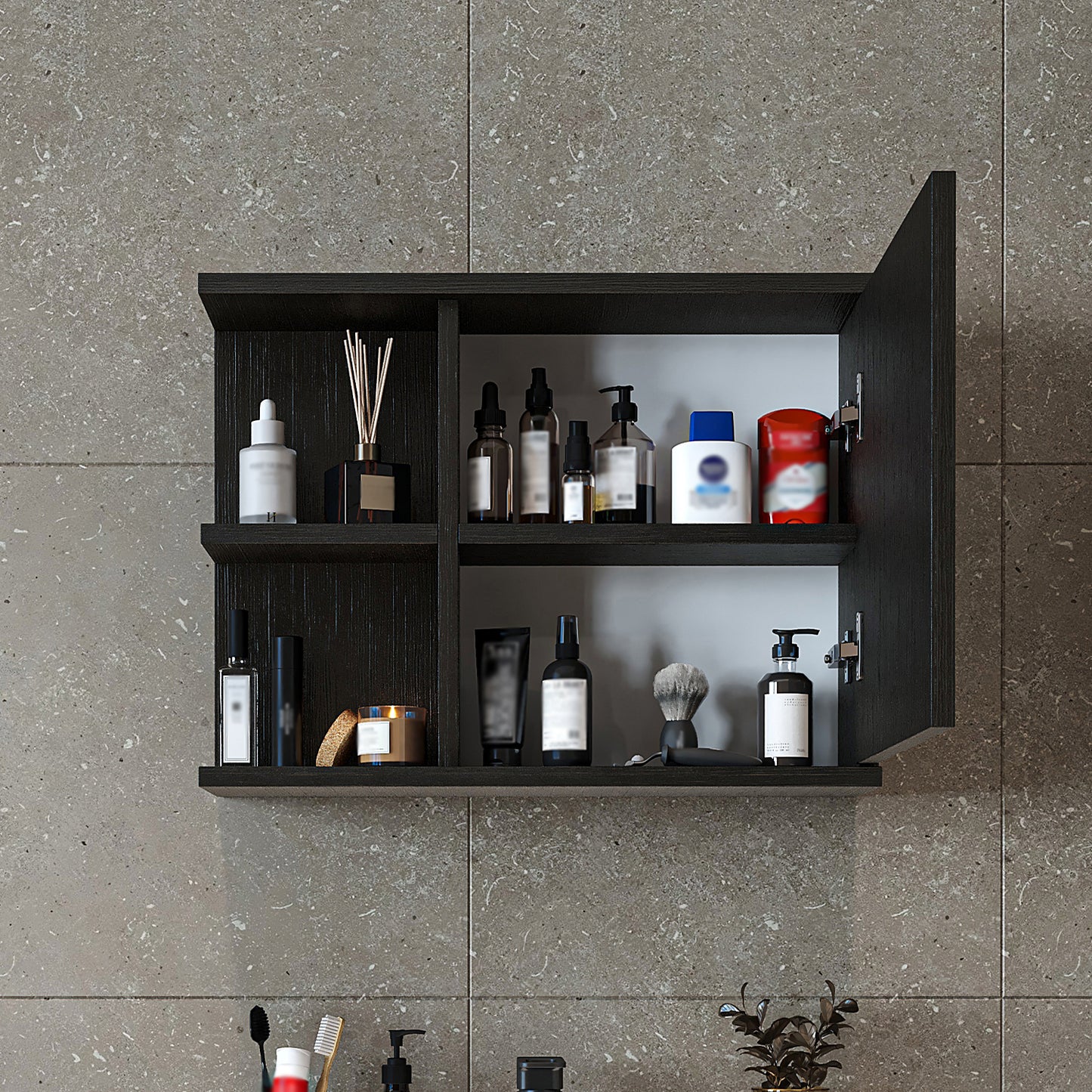 Roomart Badezimmerspiegelschrank ADA 60 cm – Moderner Spiegelschrank fürs Bad mit Soft-Close & Stauraum – Weiß, Eiche, Anthrazit oder Schwarz