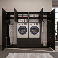 Roomart Waschmaschinenschrank SERIE-III Schrankwand 254 cm – 2 Geräte, Soft-Close | 3 Farben