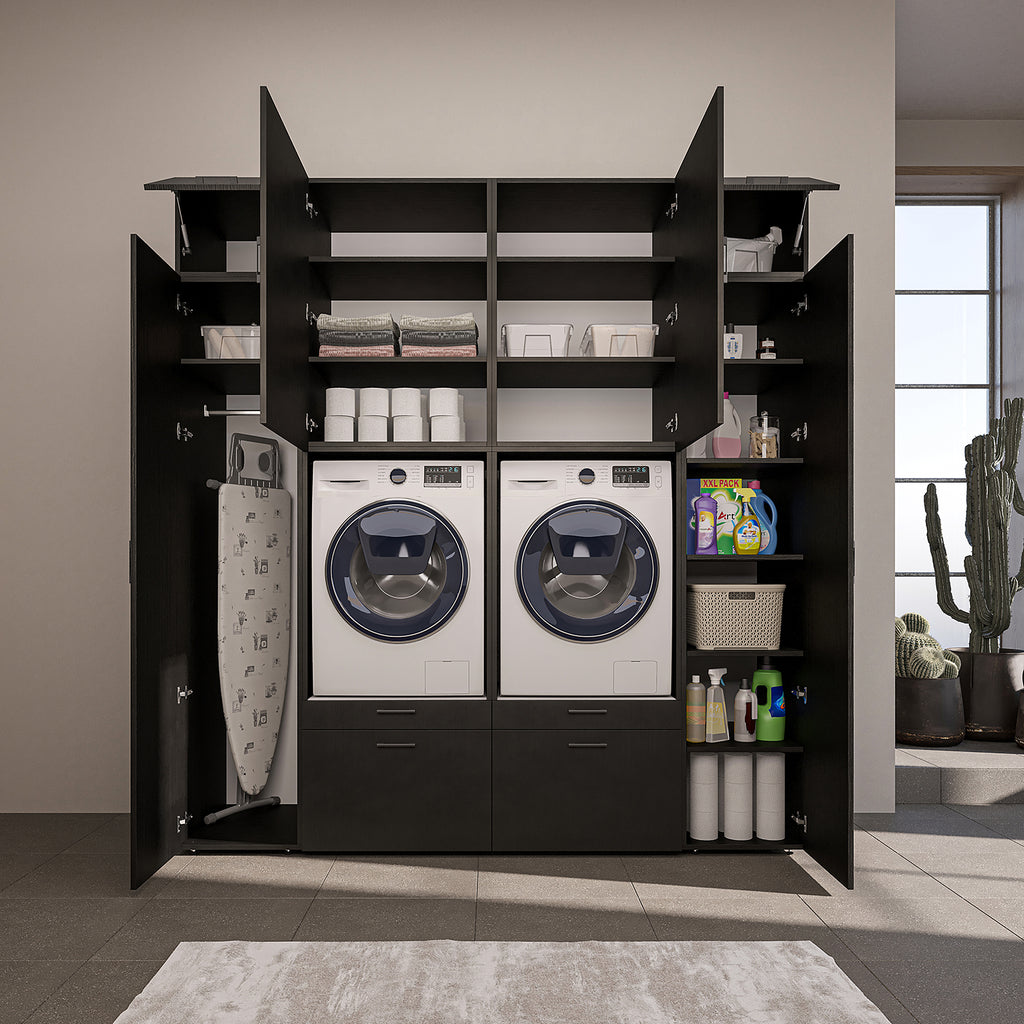 Roomart Schrankwand SERIE 2, 224 cm, für 2 Geräte mit 2 Hochschränken, in 3 Farben