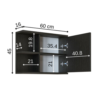 Roomart Badezimmerspiegelschrank "ADA“ – moderner, kompakter 60 cm Badschrank mit Spiegel – in Weiß, Eiche, Anthrazit oder Schwarz