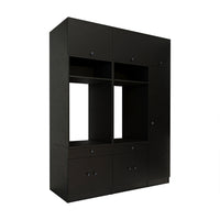 Mueble de pared Roomart para lavadero y cuarto de servicio, en 3 colores, 179 cm de ancho, Con estante extraíble - Blanco - Roble negro mueble para lavadora, estante para lavadora, torre de lavado, mueble, blanco, lavadoras, mueble bajo, lavadora, secadora, haush