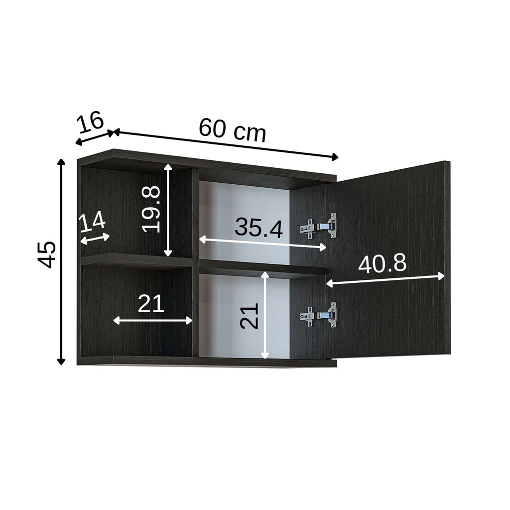 Roomart Badezimmerspiegelschrank ADA 60 cm – Moderner Spiegelschrank fürs Bad mit Soft-Close & Stauraum – Weiß, Eiche, Anthrazit oder Schwarz