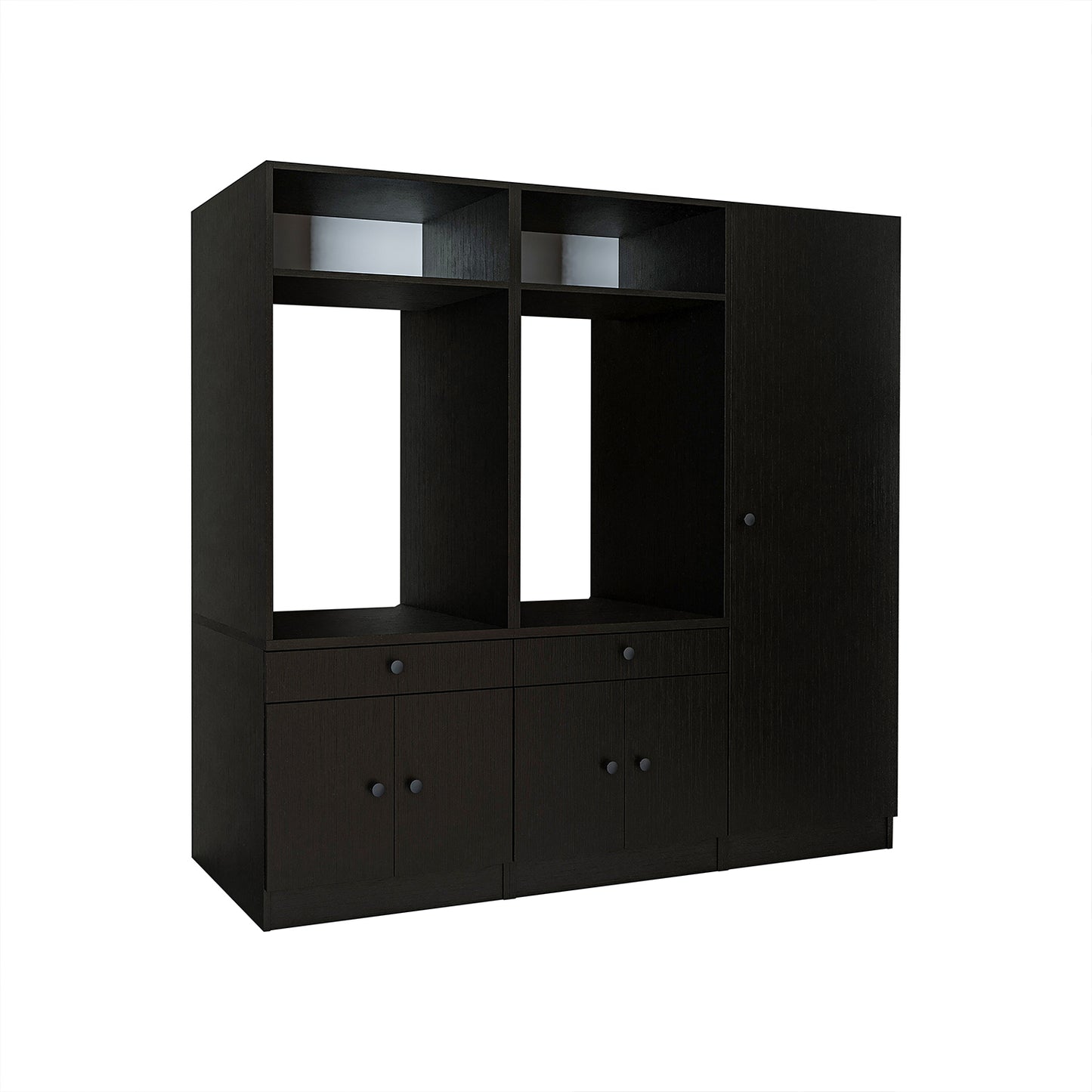 Roomart Schrankwand für Waschküche & Hauswirtschaftsraum - SERIE 1 - 114 cm breit, mit Ausziehbrett & Stauraum, Waschmaschinen-Schrankkombination, in 3 Farben (Weiß, Schwarz-Eiche)