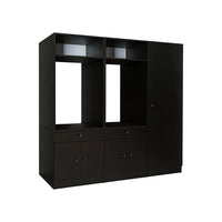 Roomart Schrankwand für Waschküche & Hauswirtschaftsraum - SERIE 1 - 114 cm breit, mit Ausziehbrett & Stauraum, Waschmaschinen-Schrankkombination, in 3 Farben (Weiß, Schwarz-Eiche)