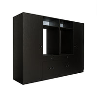 Roomart Waschmaschinenschrank SERIE 3 – 194 cm breit, 2× Waschmaschine nebeneinander mit Ausziehbrett & Hochschrank – Waschküche & Hauswirtschaftsraum – Eiche / Schwarz-Eiche / Weiß