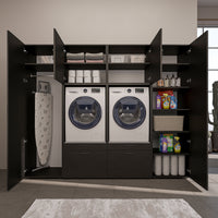 Roomart Waschmaschinenschrank SERIE-III Schrankwand 254 cm – 2 Geräte, Soft-Close | 3 Farben