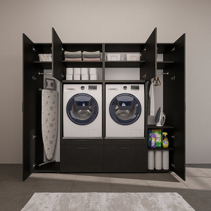 Roomart Waschmaschinenschrank 224 cm – 2 Geräte nebeneinander & Hochschrank | in 3 Farben