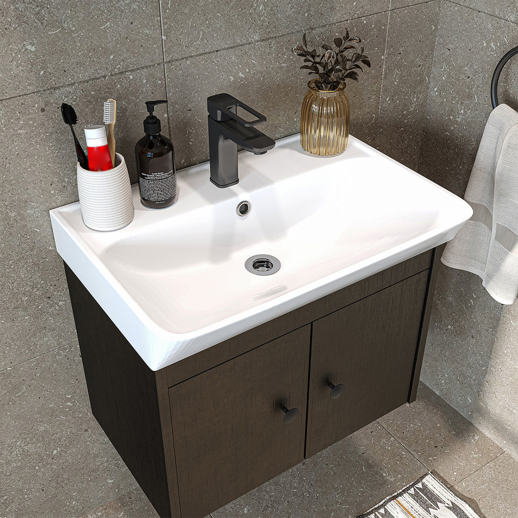 Roomart Badmöbelset ADA – 3-teiliges Badezimmermöbel Set mit Waschbecken, Unterschrank, Spiegelschrank & Seitenschrank – modernes Badmöbel