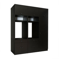 Roomart Schrankwand für Waschküche & Hauswirtschaftsraum - SERIE 1 - 114 cm breit, mit Ausziehbrett & Stauraum, Waschmaschinen-Schrankkombination, in 3 Farben (Weiß, Schwarz-Eiche)