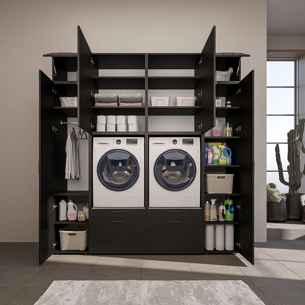 Roomart Schrankwand SERIE 2, 224 cm, für 2 Geräte mit 2 Hochschränken, in 3 Farben