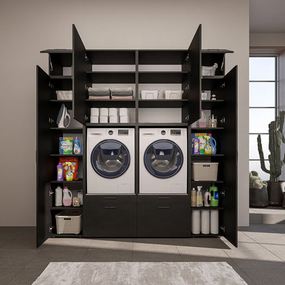 Roomart Schrankwand SERIE 2, 224 cm, für 2 Geräte mit 2 Hochschränken, in 3 Farben