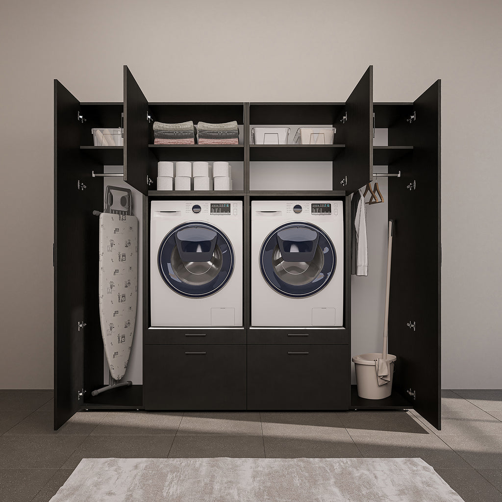 Roomart Waschmaschinenschrank 224 cm – 2 Geräte nebeneinander & Hochschrank | in 3 Farben
