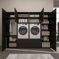 Roomart Waschmaschinenschrank SERIE-III Schrankwand 254 cm – 2 Geräte, Soft-Close | 3 Farben