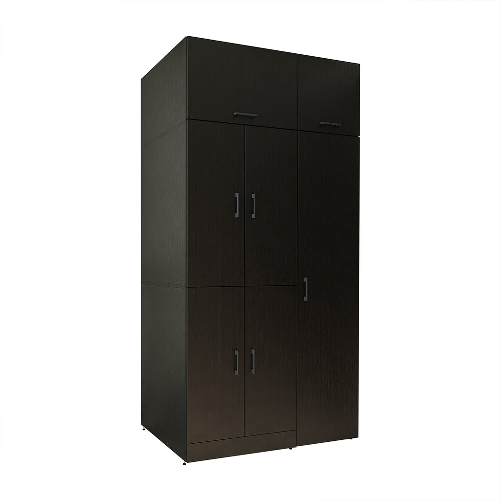 Roomart Waschmaschinenschrank „DORA 115 cm Breit“ für Waschmaschine & Trockner mit Regalböden, in 5 Farben • Weiß • Weiß Eiche • Anthrazit Eiche • Eiche • Schwarz Eiche