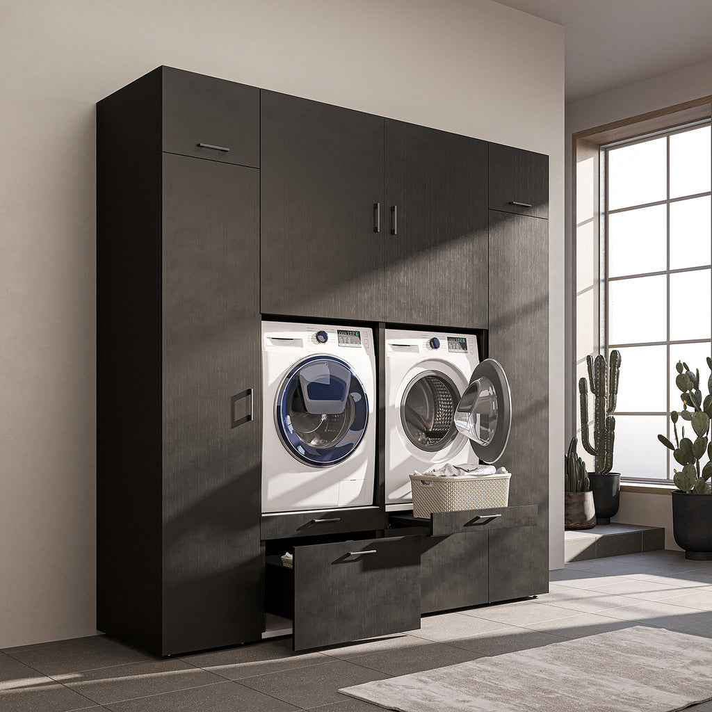 Roomart Waschmaschinenschrank SERIE 2 – Doppelschrank mit Seitenschränken, 3 Farben