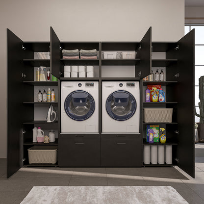 Roomart Waschmaschinenschrank SERIE-III Schrankwand 254 cm – 2 Geräte, Soft-Close | 3 Farben