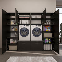 Roomart Waschmaschinenschrank SERIE-III Schrankwand 254 cm – 2 Geräte, Soft-Close | 3 Farben