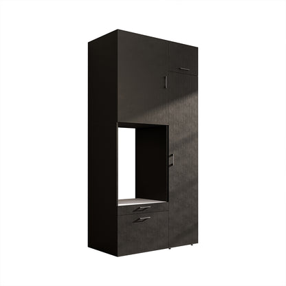Roomart Waschmaschinenschrank mit Ausziehbrett, 112 cm breit - SERIE 2  – Waschmaschinenüberbau für Waschmaschine & Trockner, Waschturm-Schrank mit Stauraum für Bad & Waschküche
