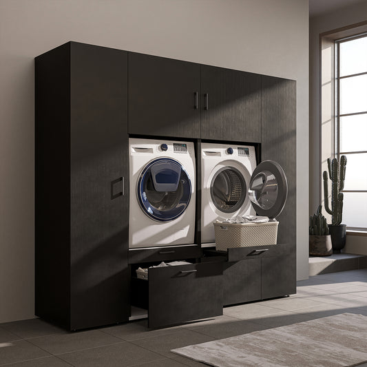 Roomart Waschmaschinenschrank 224 cm – 2 Geräte nebeneinander & Hochschrank | in 3 Farben