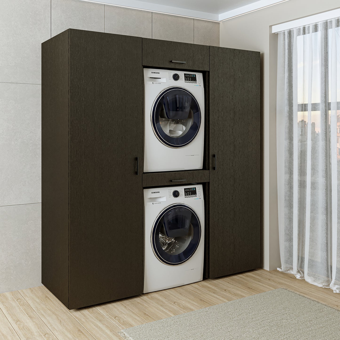 Roomart DUO I Schrankwand 187 cm – Waschmaschine & Trockner, Soft-Close | 3 Farben