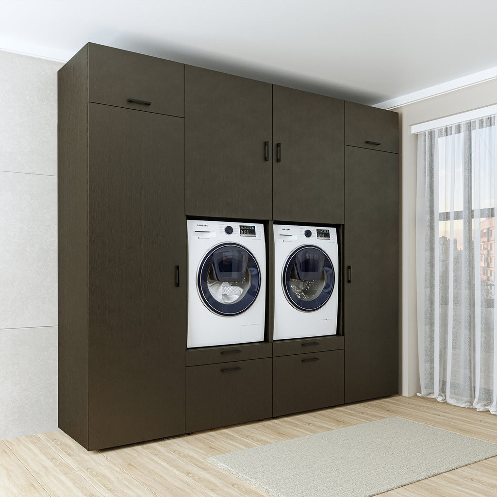 Roomart Waschmaschinenschrank SERIE 2 – Doppelschrank mit Seitenschränken, 3 Farben