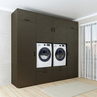 Roomart Waschmaschinenschrank SERIE 2 – Doppelschrank mit Seitenschränken, 3 Farben