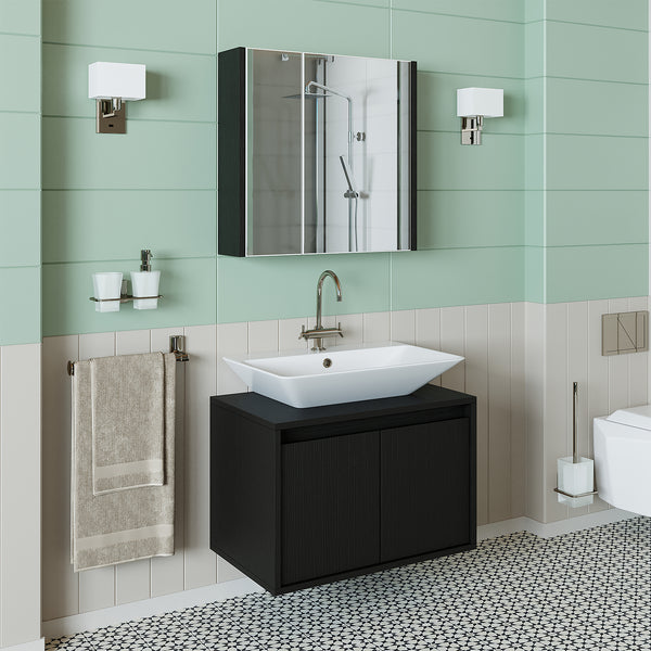 Roomart 3-teiliges Badmöbel-Set ATLANTIC, 65 cm, mit Aufsatzbecken und Spiegelschrank, in 5 Farben