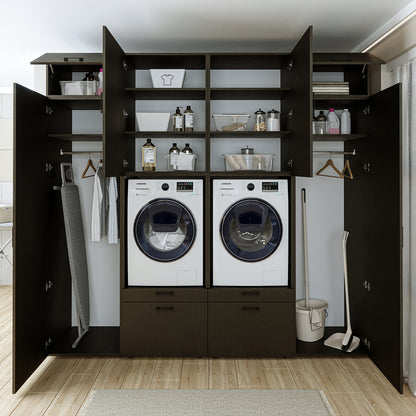 Roomart Waschmaschinenschrank SERIE 2 – Doppelschrank mit Seitenschränken, 3 Farben