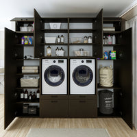 Roomart Waschmaschinenschrank SERIE 2 – Doppelschrank mit Seitenschränken, 3 Farben