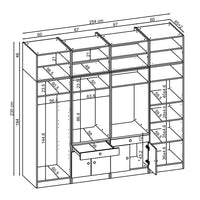 Roomart mueble de pared para lavadero - 254 cm de ancho - con estante extraíble - en - blanco - roble - roble negro - mueble de baño, lavabo, mueble de baño, mueble de baño, baño, con, mueble de baño, mueble de baño, conjunto, lavabo, mueble, ba