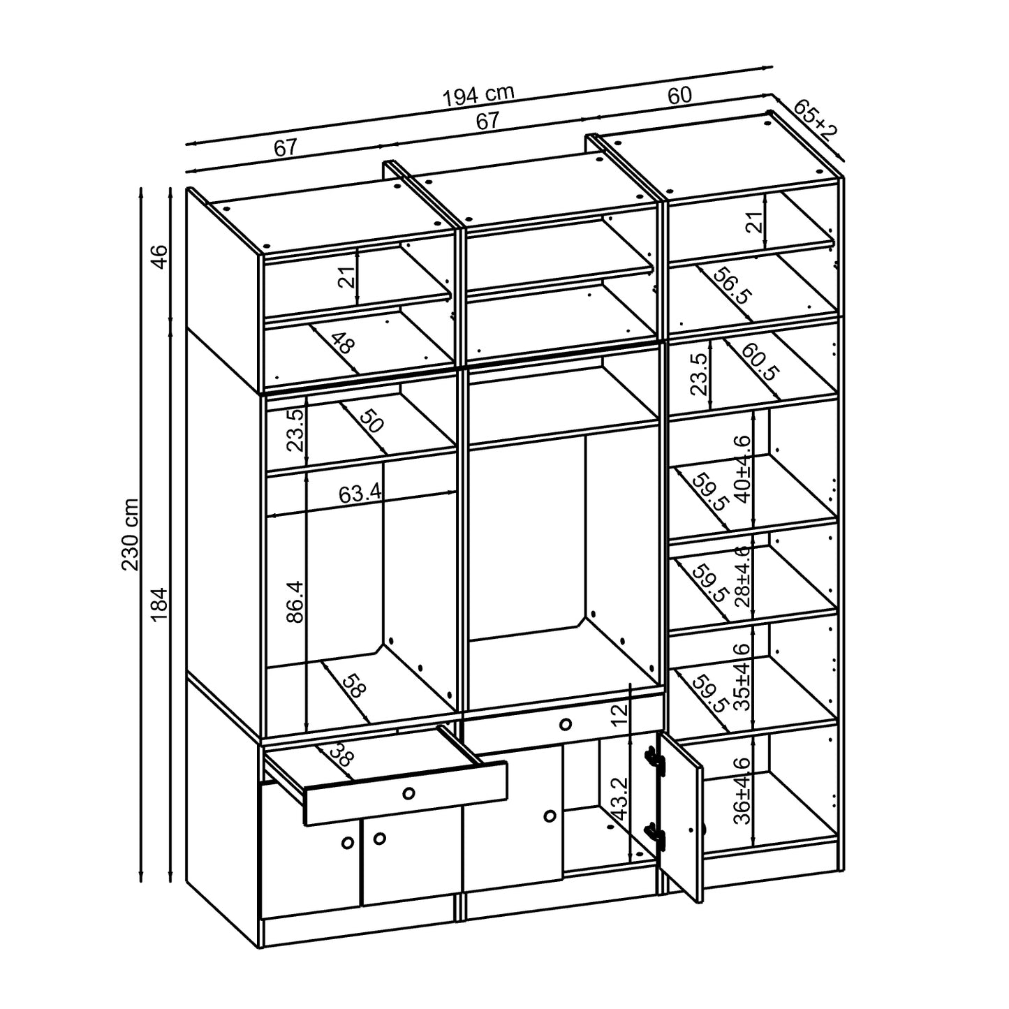 Roomart Schrankwand für Waschküche & Hauswirtschaftsraum - SERIE 1 - 114 cm breit, mit Ausziehbrett & Stauraum, Waschmaschinen-Schrankkombination, in 3 Farben (Weiß, Schwarz-Eiche)