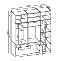 Roomart Schrankwand für Waschküche & Hauswirtschaftsraum - SERIE 1 - 114 cm breit, mit Ausziehbrett & Stauraum, Waschmaschinen-Schrankkombination, in 3 Farben (Weiß, Schwarz-Eiche)