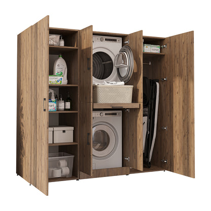 Roomart Waschmaschinenschrank DORA-I 190 cm, Eiche, 186 cm hoch, weißer Hintergrund