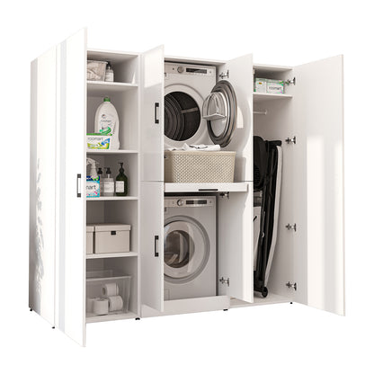 Roomart Waschmaschinenschrank DORA-I 190 cm, Weiß, 186 cm hoch, weißer Hintergrund