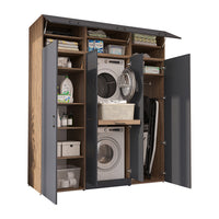 Roomart Waschmaschinenschrank DORA-I 190 cm, Anthrazit Eiche, 230 cm hoch, weißer Hintergrund
