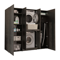 Roomart Waschmaschinenschrank DORA-I 190 cm, Schwarz Eiche, 186 cm hoch, weißer Hintergrund