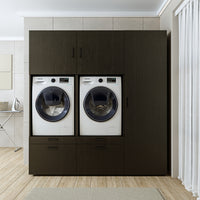 Roomart Waschmaschinenschrank Doppelschrank – SERIE 2 – 194 cm breit, Überbauschrank für Waschküche & Hauswirtschaftsraum – 205 cm hoch – mit Ausziehbrett & Schubladen – in 3 Farben