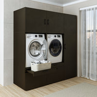 Roomart Waschmaschinenschrank Doppelschrank – SERIE 2 – 194 cm breit, Überbauschrank für Waschküche & Hauswirtschaftsraum – 205 cm hoch – mit Ausziehbrett & Schubladen – in 3 Farben