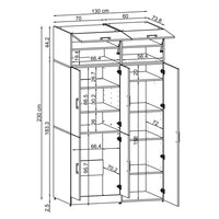 Roomart Waschmaschinenschrank „DORA 130 cm Breit“ für Waschmaschine & Trockner mit Regalböden, in 5 Farben • Weiß • Weiß Eiche • Anthrazit Eiche • Eiche • Schwarz Eiche (Kopie)