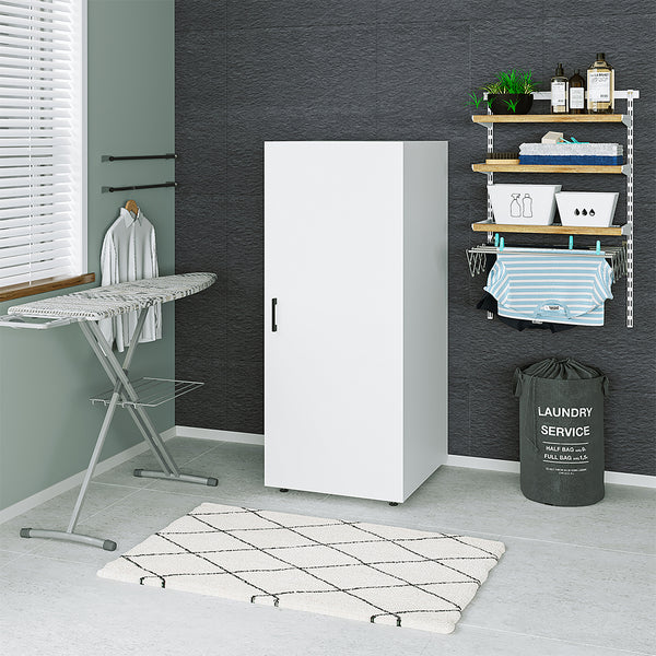 Roomart Hochschrank – 60 cm breit – kombinierbar mit SERIE 2 & 3 -  Badschrank & Mehrzweckschrank | HBT 145×60×67 cm | Weiß / Schwarz-Eiche / Eiche