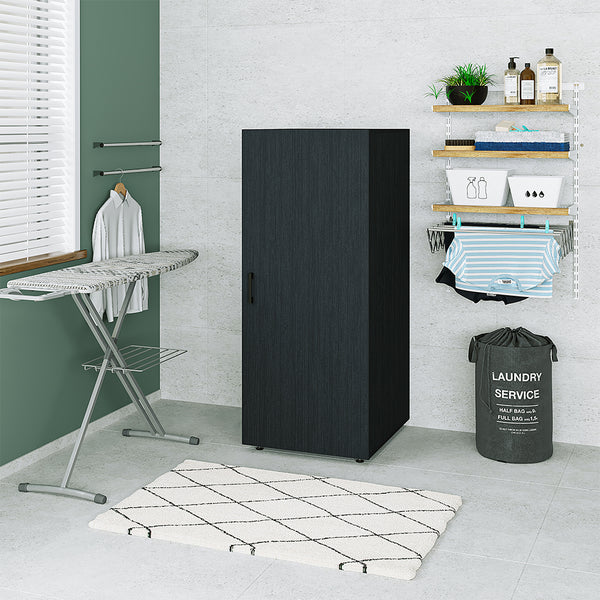 Roomart Hochschrank – 60 cm breit – kombinierbar mit SERIE 2 & 3 -  Badschrank & Mehrzweckschrank | HBT 145×60×67 cm | Weiß / Schwarz-Eiche / Eiche