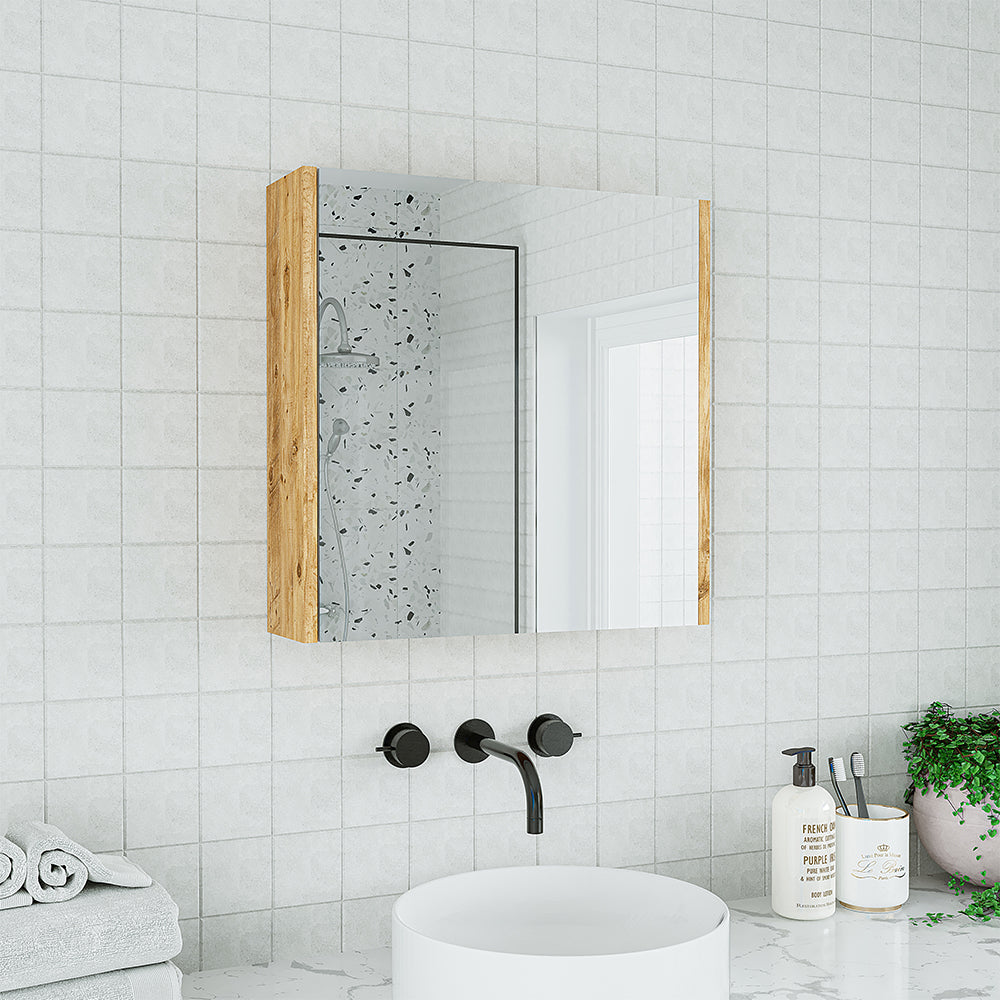 Roomart, Badezimmer Spiegelschrank, 80 cm, 60 cm, Badezimmermöbel, in Weiss & Eiche Farben