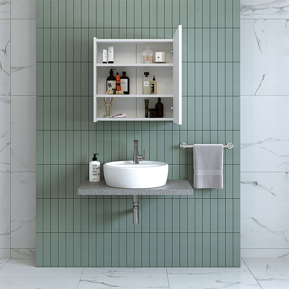 Roomart, Badezimmer Spiegelschrank, 80 cm, 60 cm, Badezimmermöbel, in Weiss & Eiche Farben