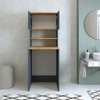 Roomart, Szafka łazienkowa pod pralkę Atlantic, nadbudowa pod pralkę, WDH: 65 x 181 x 60 cm, w kolorze dąb bielony, dąb antracyt - meble łazienkowe, zestaw, odpływ, umywalka, łazienka, meble, łazienka, szafka pod umywalkę, cm, szeroka, nowoczesna, umywalka, głęboka, m