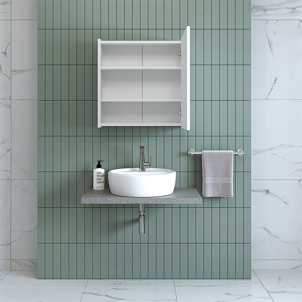 Roomart, Badezimmer Spiegelschrank, 80 cm, 60 cm, Badezimmermöbel, in Weiss & Eiche Farben