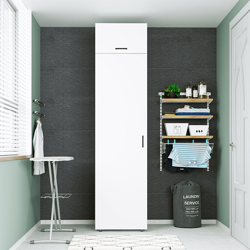 Roomart  • Hochschrank 60cm Breit | mit 1x Einlegboden • Weiß  • Schwarz Eiche