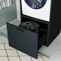 Roomart • Schrankwand für Hauswirtschaftsraum • Washturm Mit Schubladen und Ausziehbrett • Weiß • Schwarz Eiche - waschmaschinenschrank, washmaschinenschrank, wachmachinenschrank, waschmaschinenüberbau, waschmaschine trockner schrank, waschmaschine schran